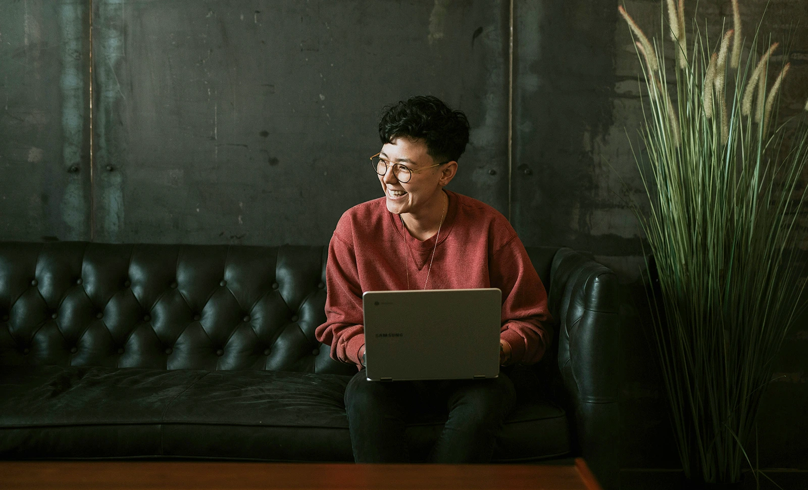 Happy Woman on Therapist's Couch